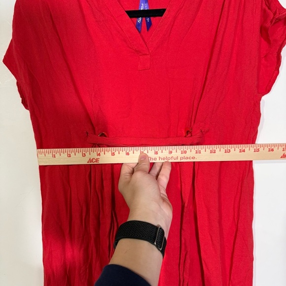 Seraphine Coral Belted Maternity Dress Woven Viscose Size 6 Short Sleeve - Picture 6 of 15